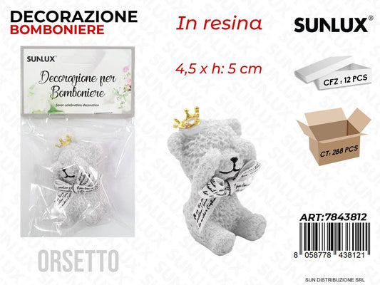 Dec. Bomboniere Resina Orsetto Bia. 4.5*5CM