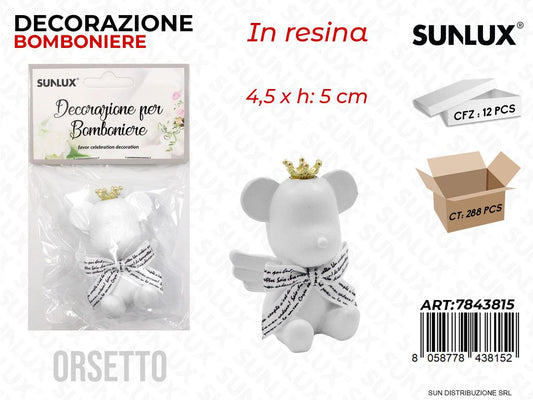 Dec. Bomboniere Resina Orsetto Bia. 4.5*5CM