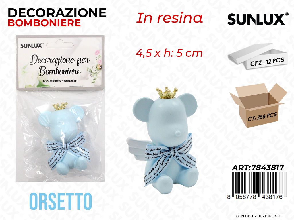 Dec. Bomboniere Resina Orsetto Cel. 4.5*5CM
