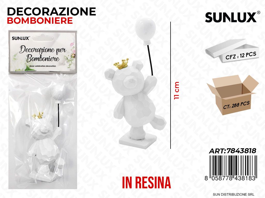 Dec. Bomboniere Resina Orso Bianco 11CM