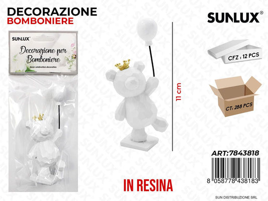 Dec. Bomboniere Resina Orso Bianco 11CM