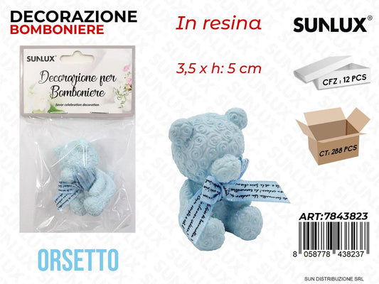 Dec. Bomboniere Resina Orsetto Cel. 3.5*5CM