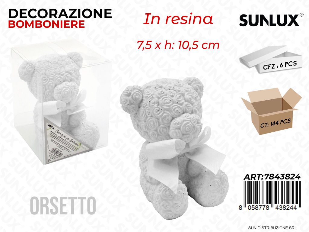 Dec. Bomboniere Resina Orsetto Bia. 7.5*10.5CM