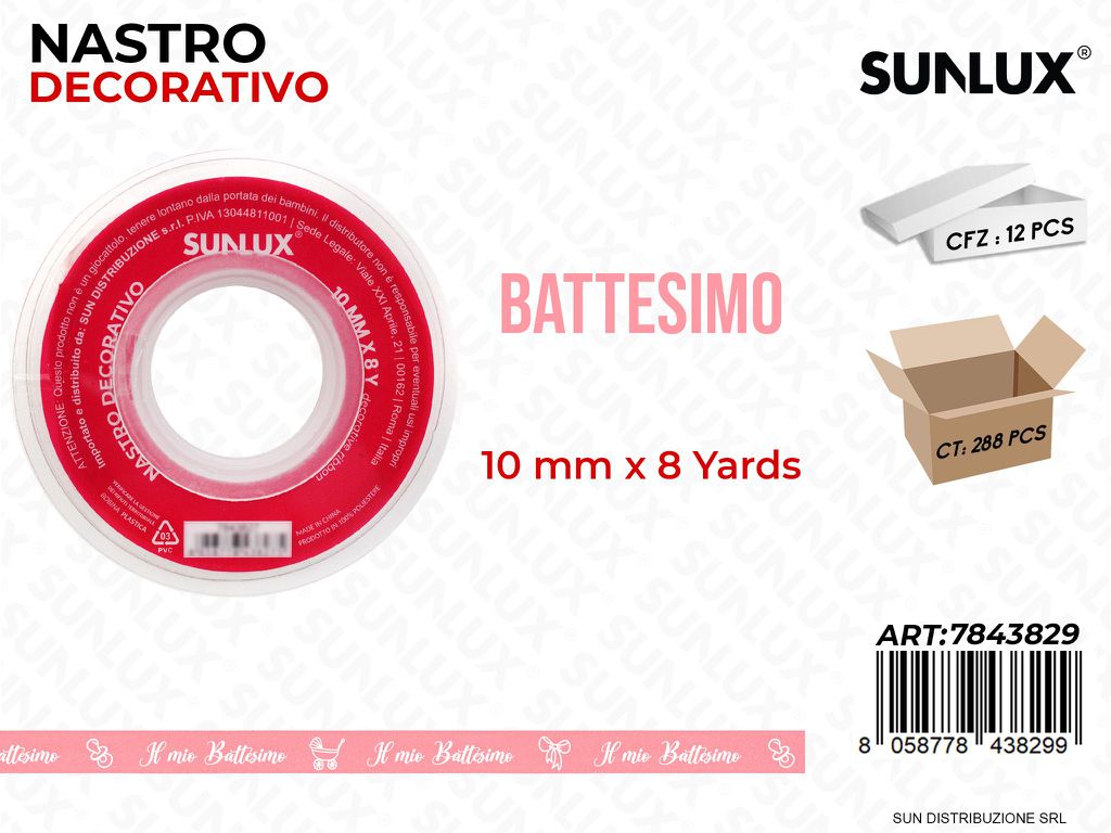 Nastro Dec. Battesimo Girl 8Y*10MM