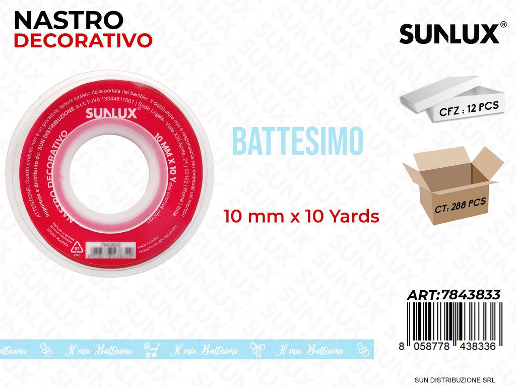Nastro Dec. Battesimo Boy 10Y*10MM