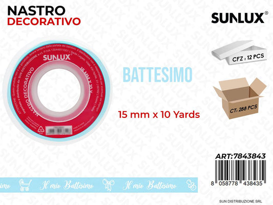 Nastro Dec. Battesimo Boy 10Y*15MM