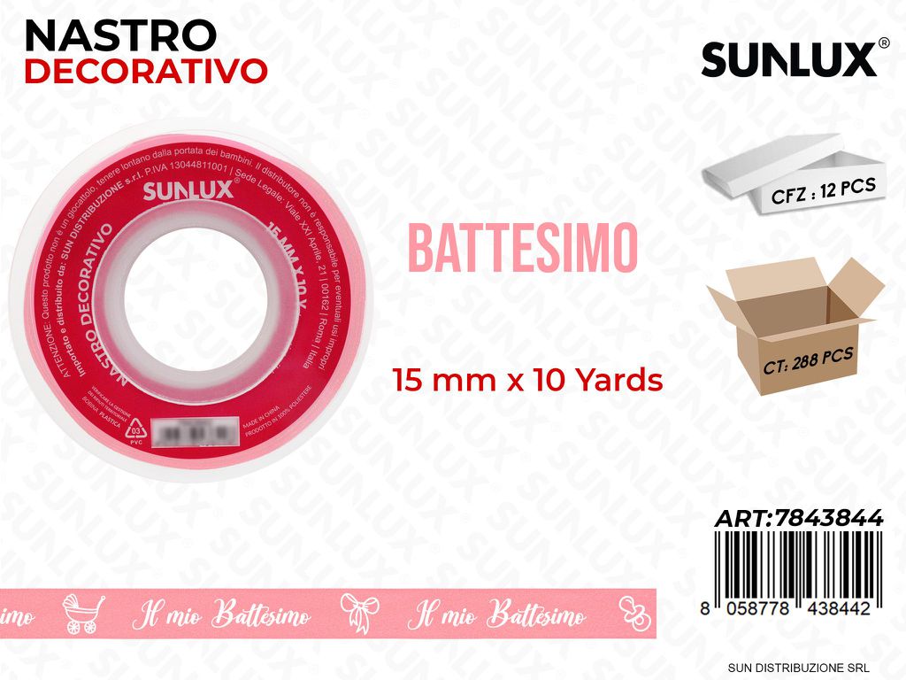 Nastro Dec. Battesimo Girl 10Y*15MM
