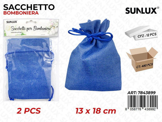 Sacchetto Bomboniera Blu 2PCS 13*18 Cm/ Pz da 12