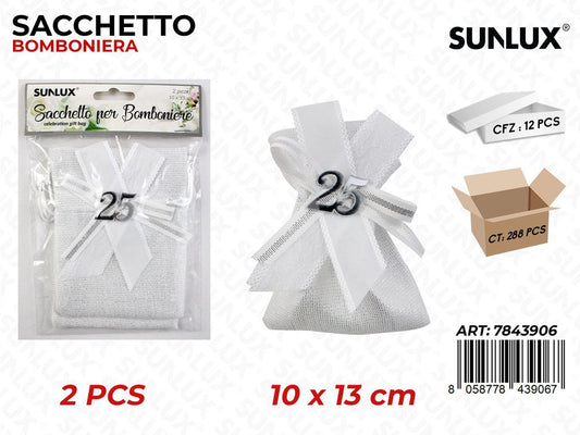 Sacchetto Bomb. Ann. 25ANNI Arg. 2PCS 10*13CM / Pz da 12