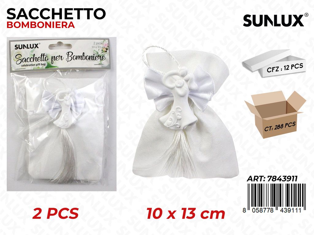 Sacchetto Bomb. Matrimonio 2PCS 10*13CM / Pz da 12