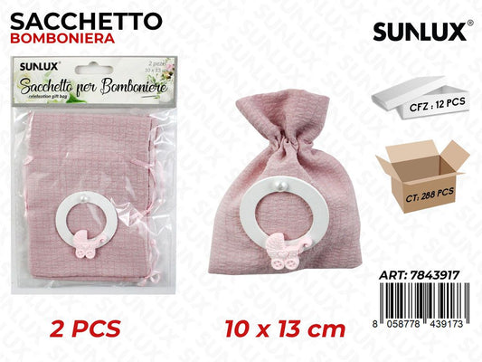 Sacchetto Bomb. Girl Rosa 2PCS 10*13CM / Pz da 12