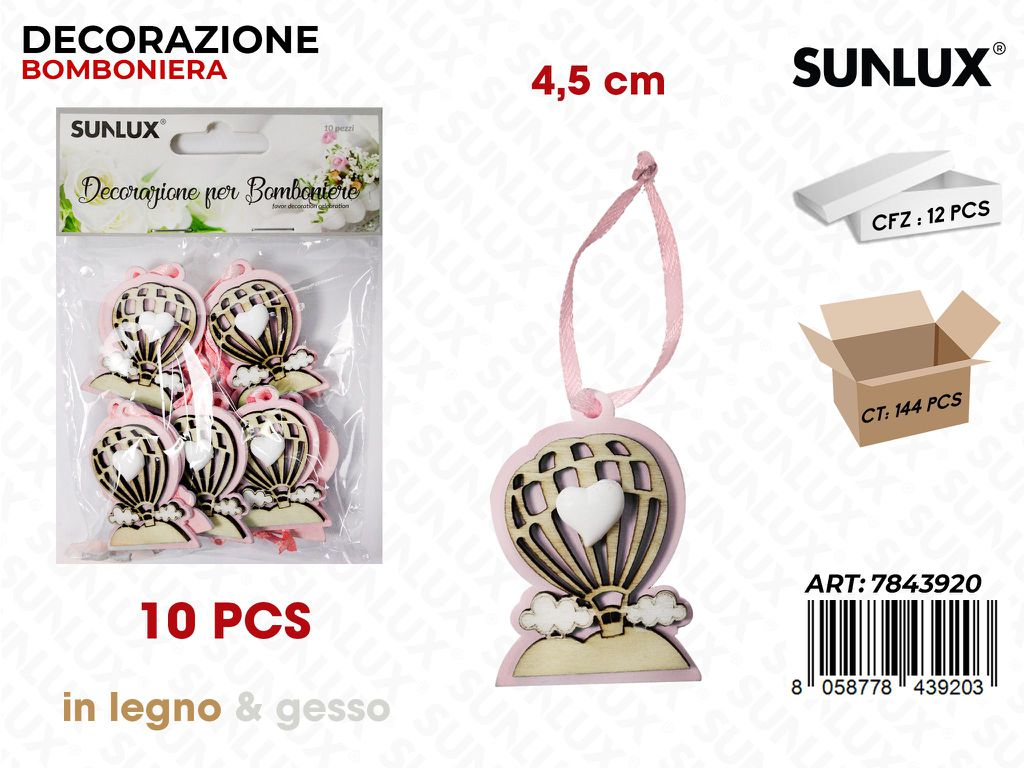 Sunlux Dec. Bomb. Gesso Rosa 10PCS 4.5CM