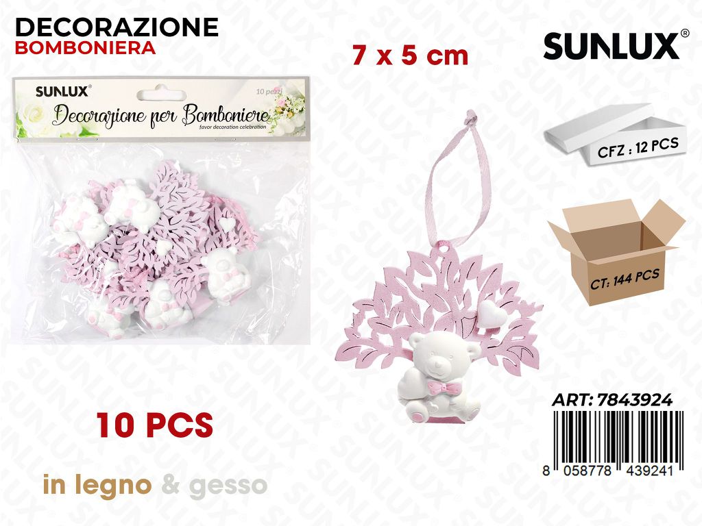 Sunlux Dec. Bomb. Gesso Rosa 10PCS 7*5CM