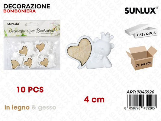 Sunlux Dec. Bomb. Gesso Orso Bia. 10PCS 4CM
