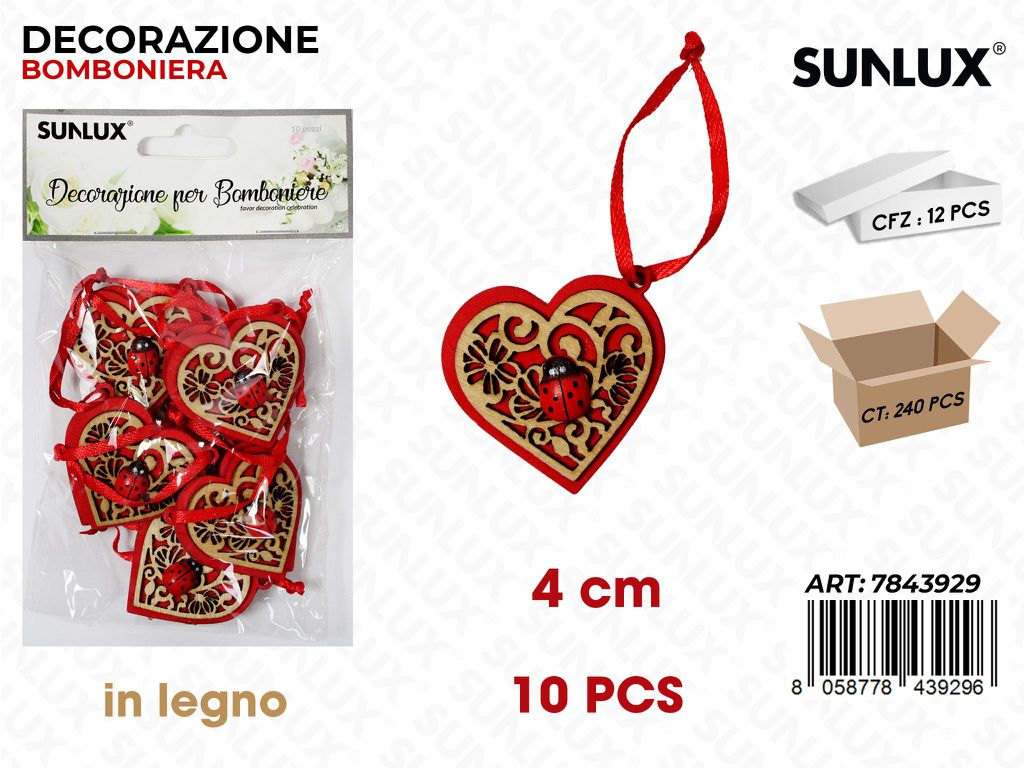 Sunlux Dec. Bomb. Legno Laurea 10PCS 4CM