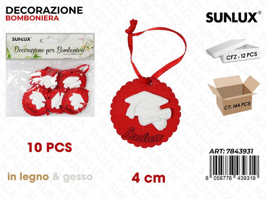 Sunlux Dec. Bomb. Legno Laurea 10PCS 4CM