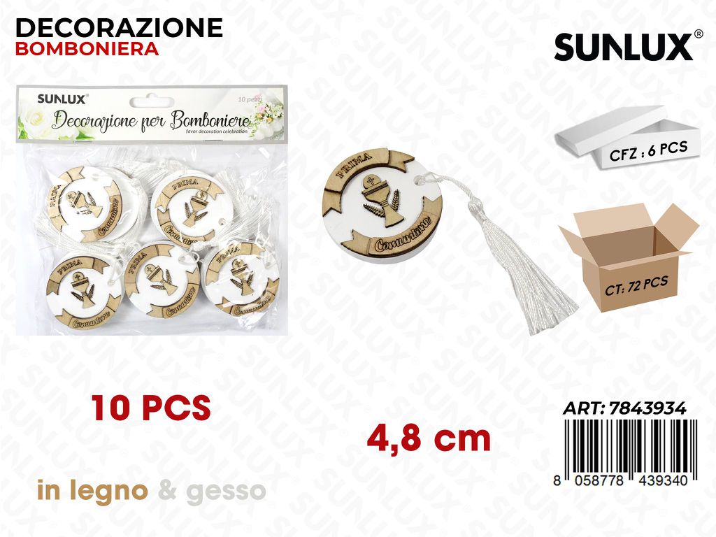 Sunlux Dec. Bomb. Gesso Comunione 10PCS 4.8CM