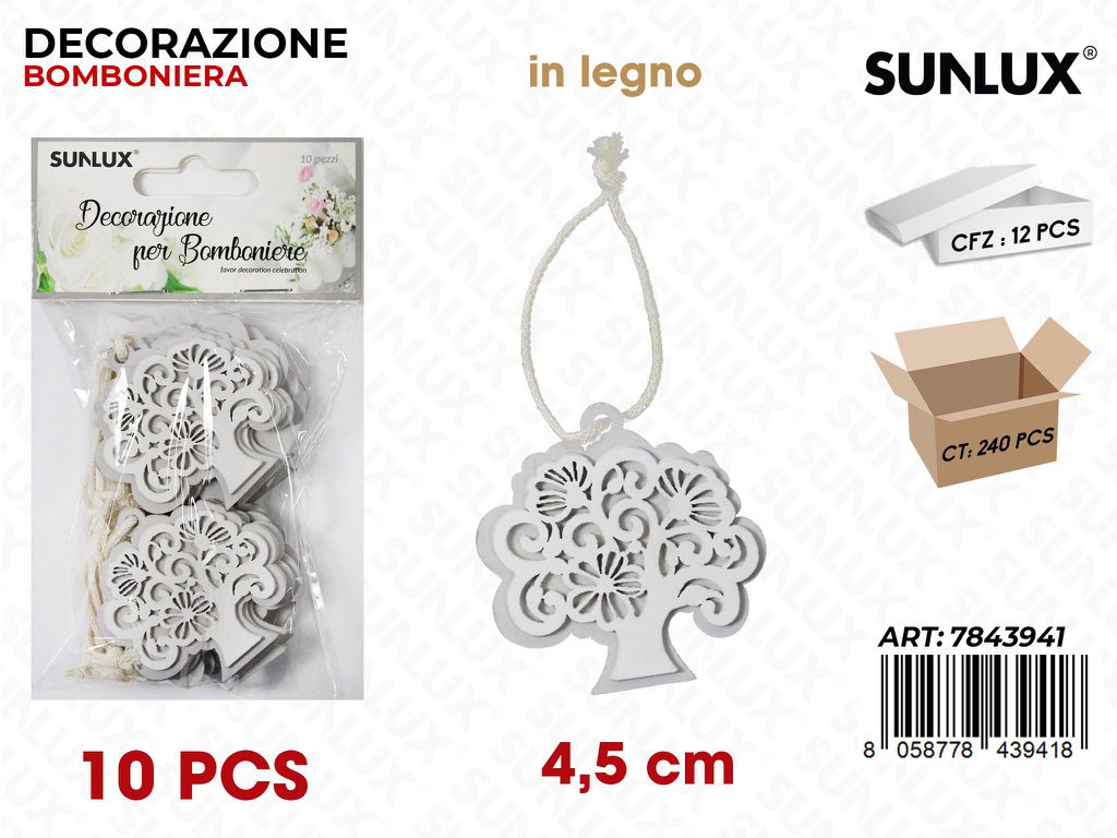 Sunlux Dec. Bomb. Legno Albero Vita 10PCS 4.5CM