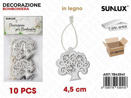 Sunlux Dec. Bomb. Legno Albero Vita 10PCS 4.5CM