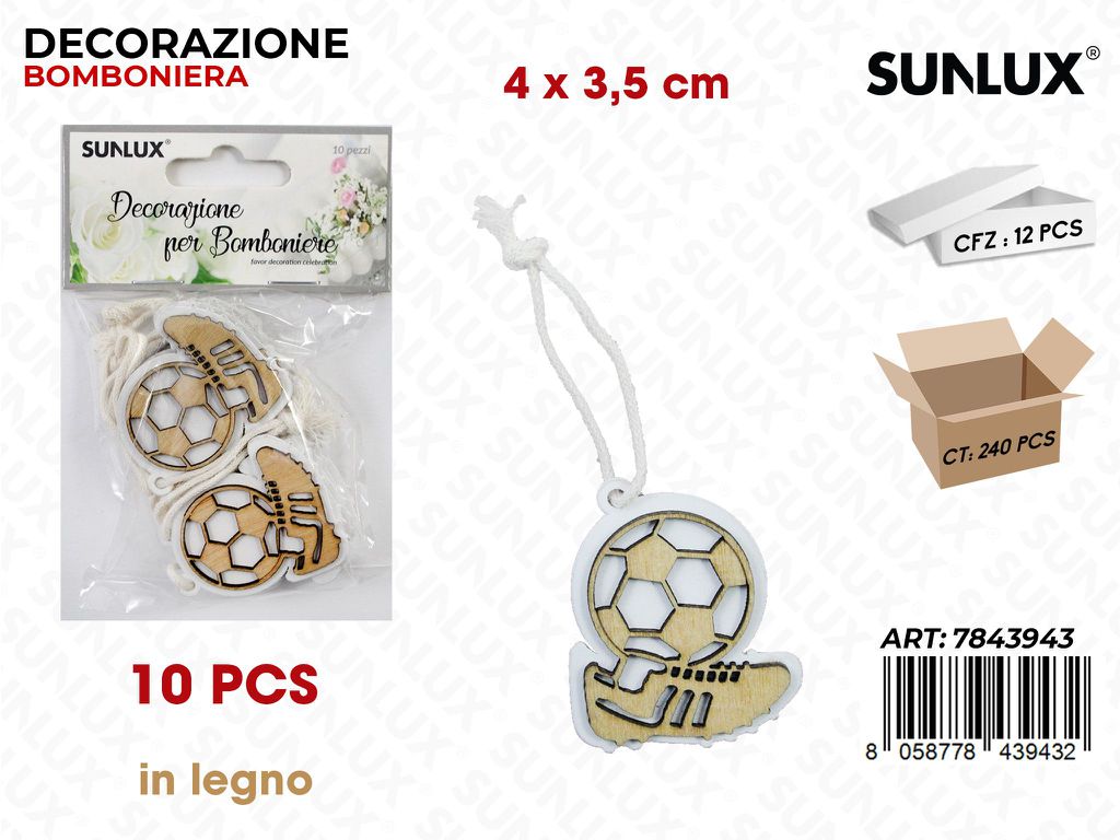 Sunlux Dec. Bomb. Legno Calcio 10PCS 4*3.5CM