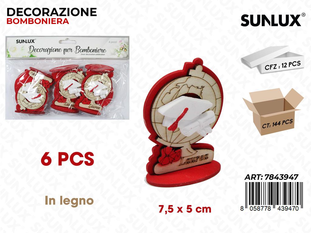 Sunlux Dec. Bomb. Gesso Laurea 6PCS 7.5*5CM