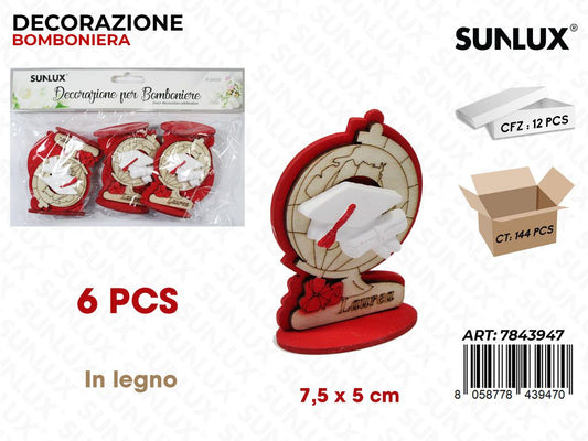 Sunlux Dec. Bomb. Gesso Laurea 6PCS 7.5*5CM
