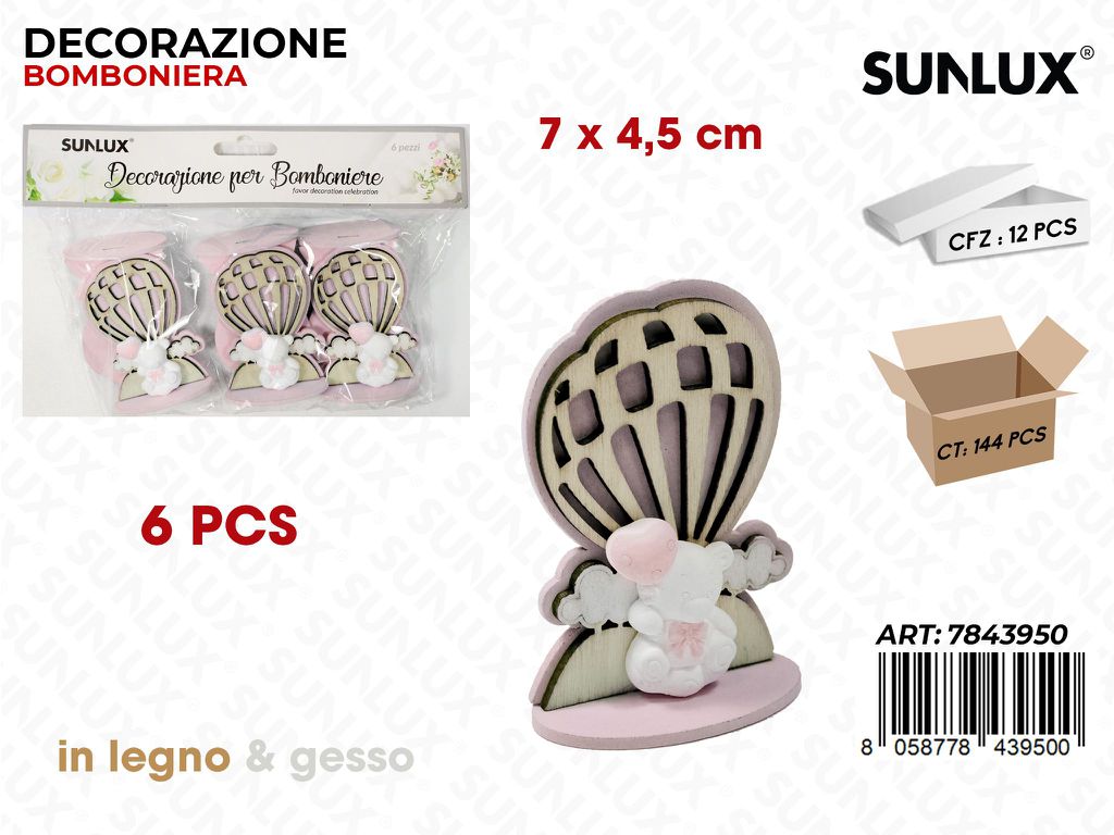 Sunlux Dec. Bomb. Gesso Baby Girl 6PCS 7*4.5CM