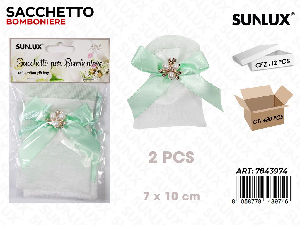 Sunlux Sacchetto Bomb. Fiocco Ve 2PCS 7*10CM