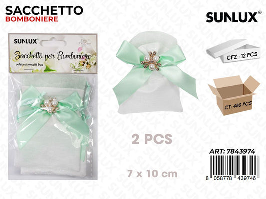 Sunlux Sacchetto Bomb. Fiocco Ve 2PCS 7*10CM
