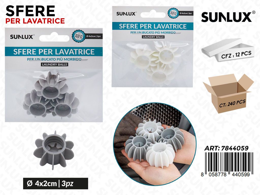 Sunlux Sfere per Lavatrice 3PCS Ass. 4*2CM