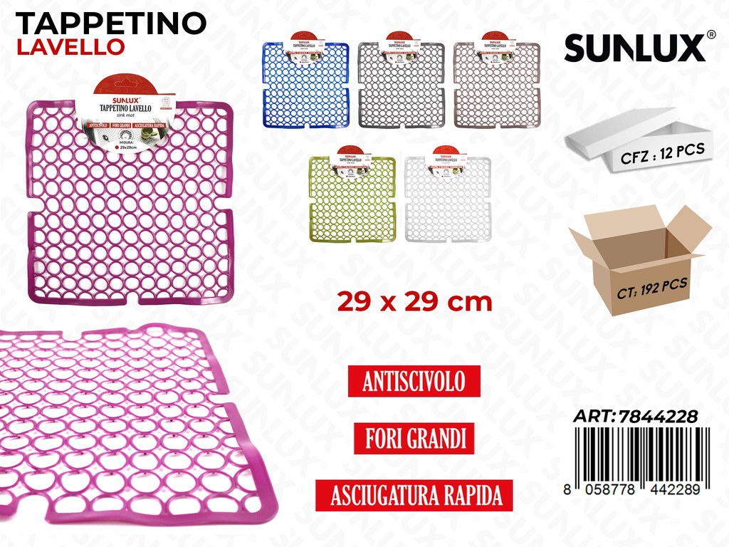 Tappetino Lavello Antiscivolo Ass. 29*29CM
