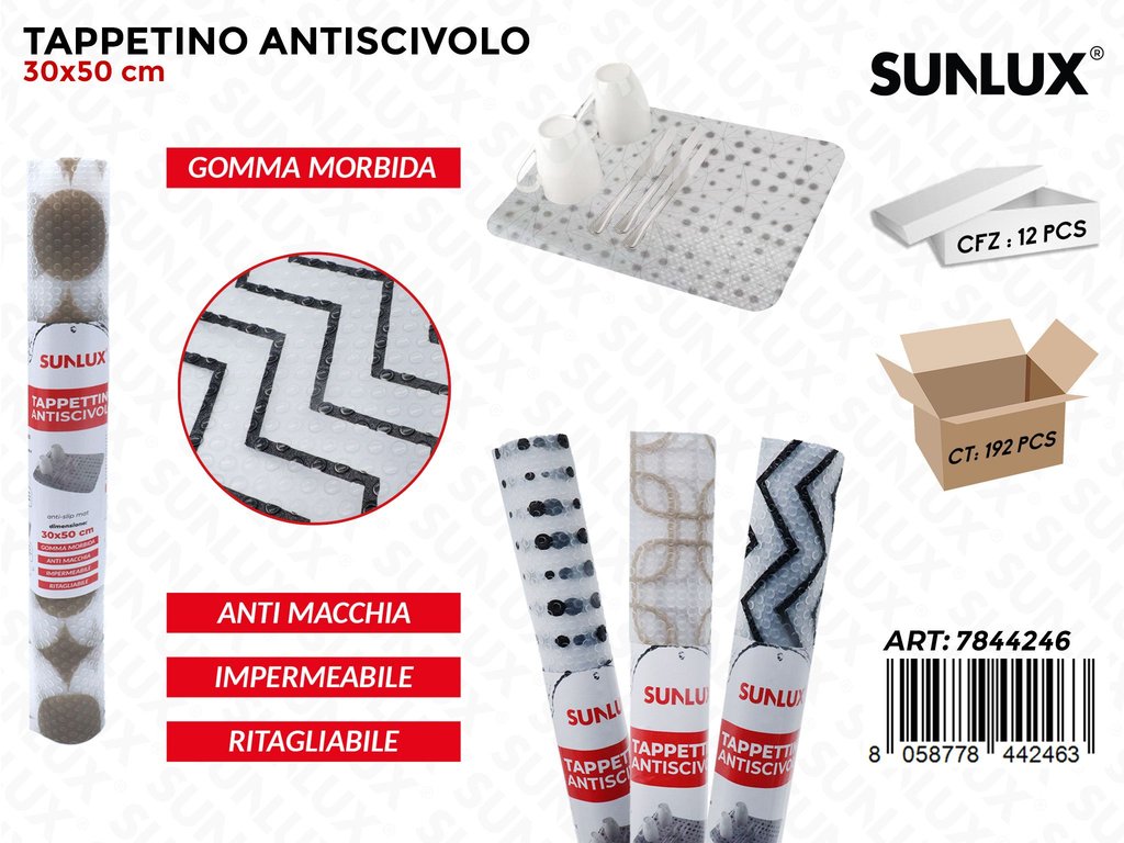 Sunlux Tappetino Antiscivolo Imp. Gomma ASS.30*50CM
