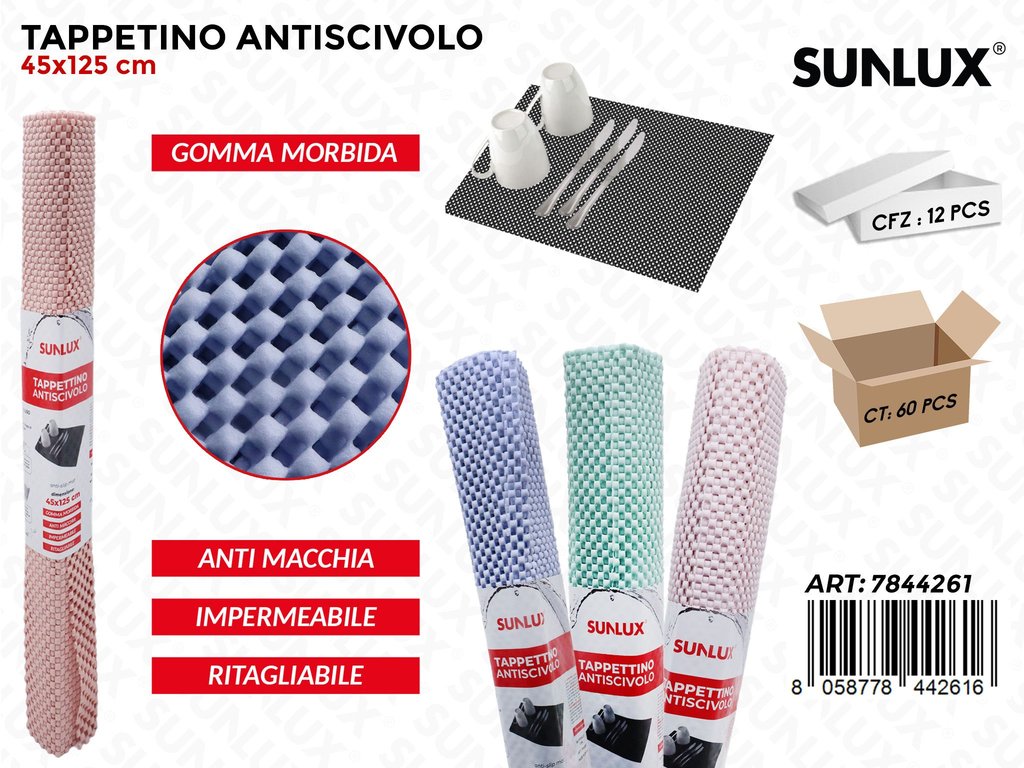 Sunlux Tappetino Antiscivolo Imp. Gomma Ass. 45*125CM