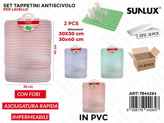Sunlux Tappetino Antisc. Lavello Pvc 2PCS Mis. Ass.