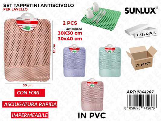 Sunlux Tappetino Antisc. Lavello Pvc 2PCS Mis. Ass.