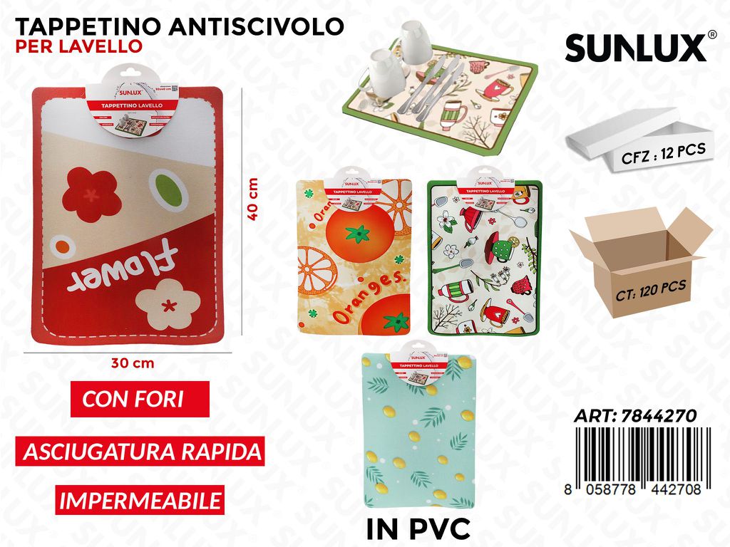 Sunlux Tappetino Antisc. Lavello Pvc Ass. 30*40CM