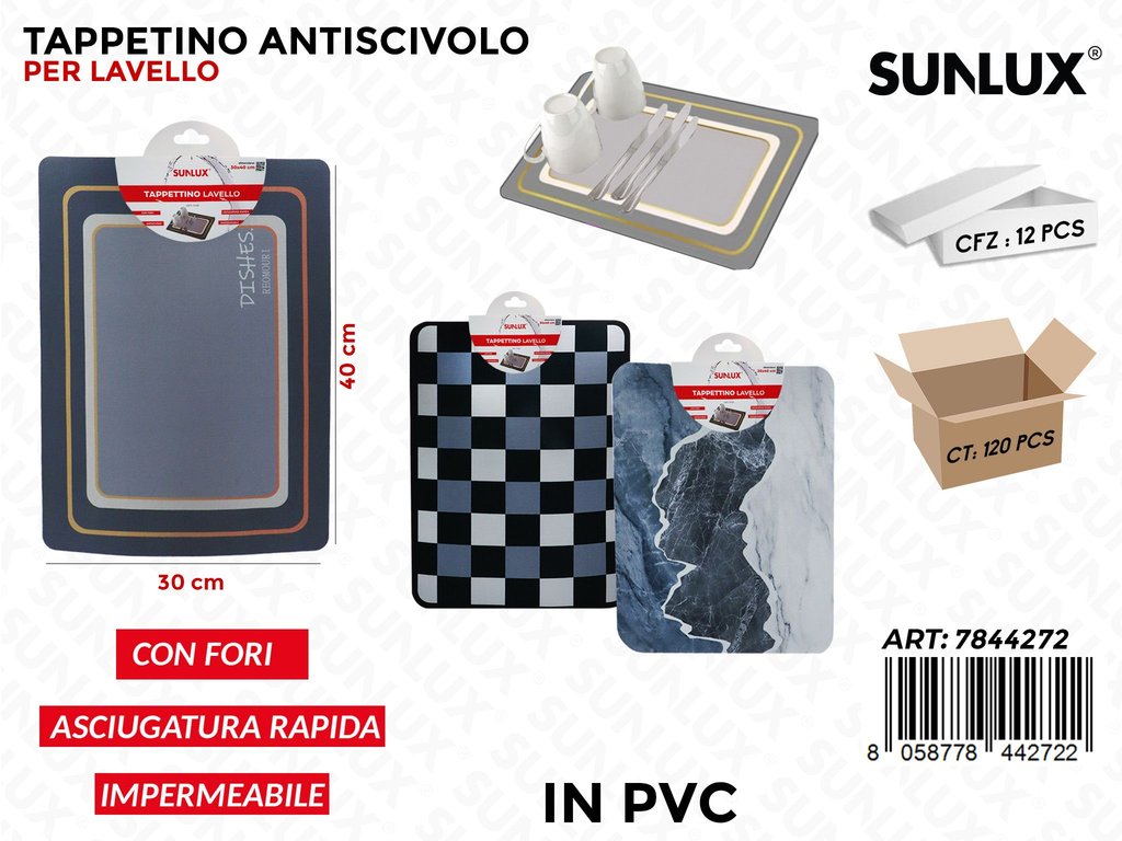 Sunlux Tappetino Antisc. Lavello Pvc Ass. 30*40CM