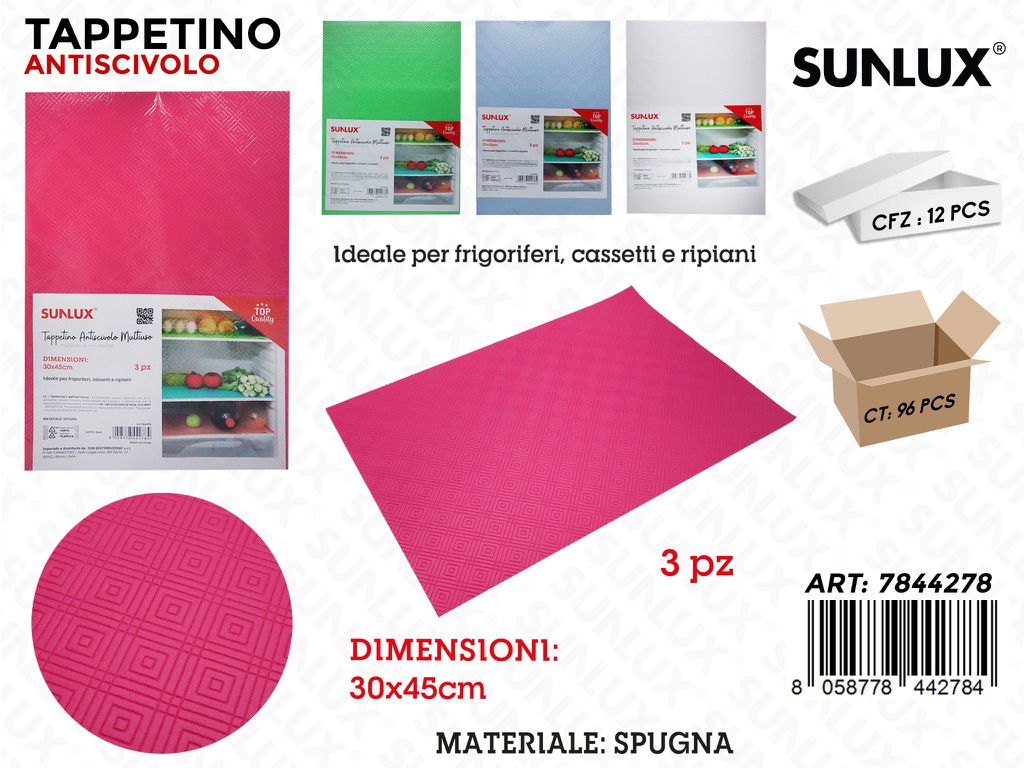 Sunlux Tappetino Antiscivolo Spugna 3PCS Ass. 30*45CM