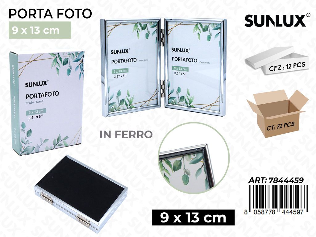 Sunlux Portafoto Piegh. in Ferro Arg. 9*13CM