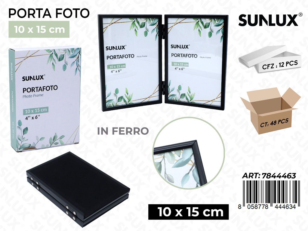 Sunlux Portafoto Piegh. in Ferro Nero 10*15CM