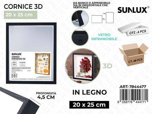 Sunlux Cornice 3D in Legno Nero 20*25CM