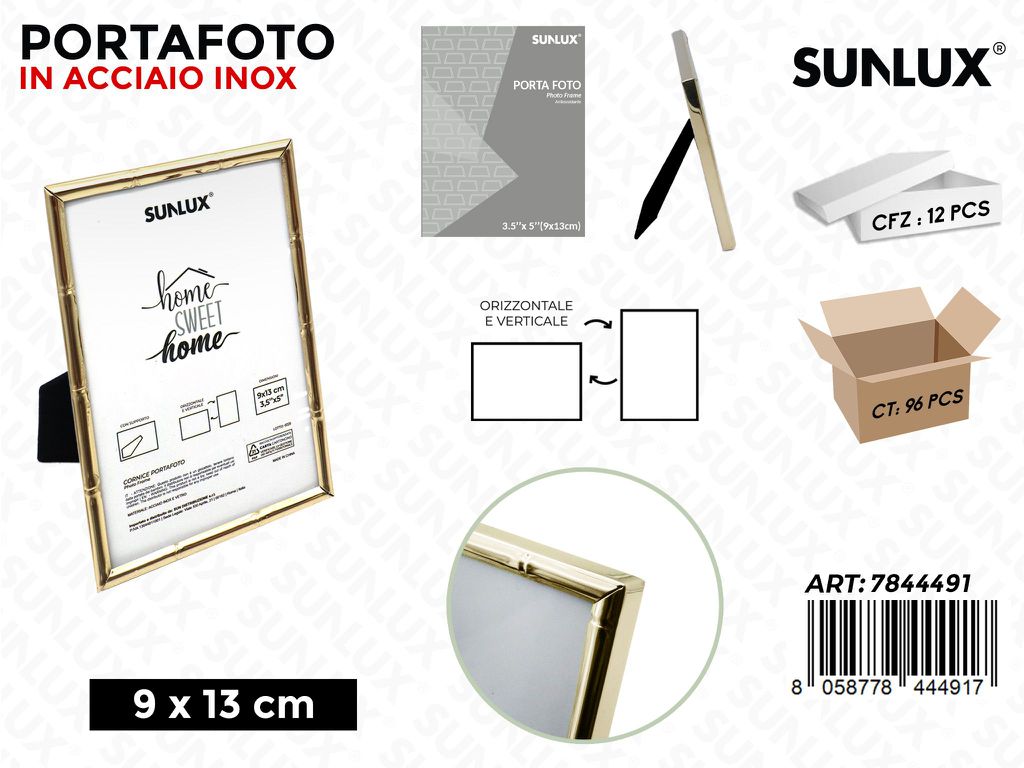 Sunlux Portafoto Acc.inox Oro c/ Supp. 9*13CM
