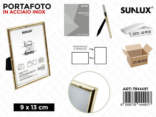 Sunlux Portafoto Acc.inox Oro c/ Supp. 9*13CM