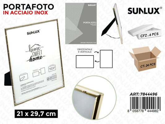 Sunlux Portafoto Acc.inox Oro c/ Supp. 21*29.7CM