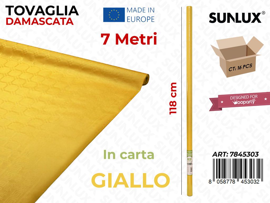 118Cm*7Mt Tovaglia Giallo Canar. Damasc.