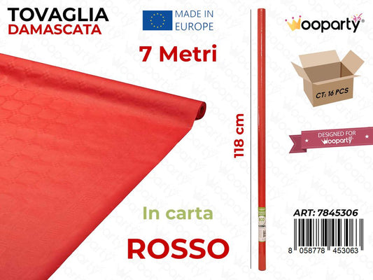 118CM*7MT TOVAGLIA ROSSO DAMASC. /PZ DA 16**