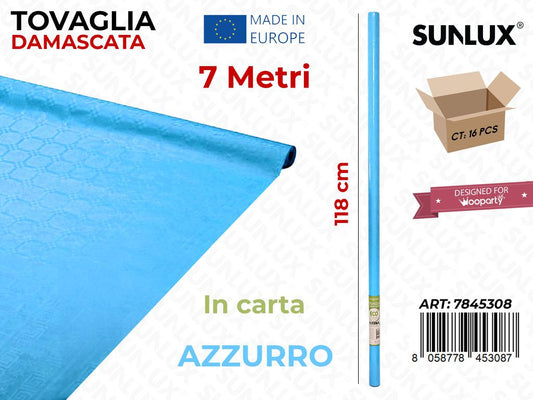 118CM*7MT TOVAGLIA AZZURRO  DAMASC. /PZ DA 16**