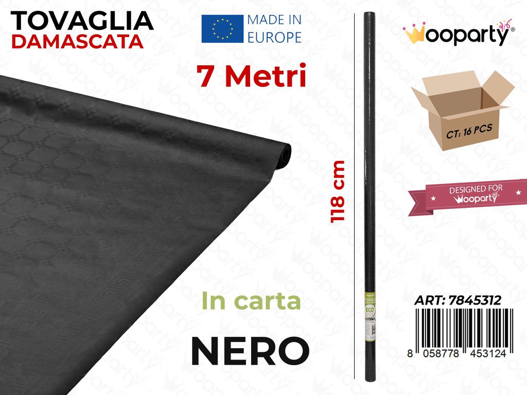 118CM*7MT TOVAGLIA NERO DAMASC. /PZ DA 16**