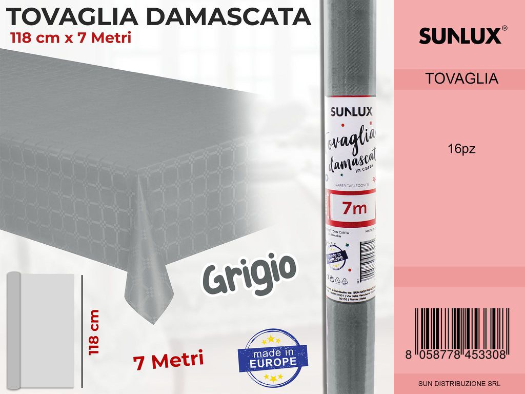 118CM*7MT TOVAGLIA GRIGIO DAMASC.