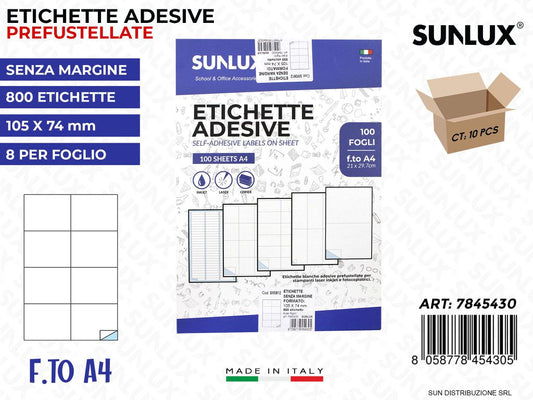 Etichette Adv F.to A4 105*74MM 8ETx1FG 800PCS * 100FF
